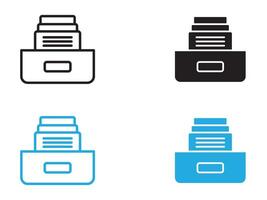 Archive folders icon black and white outline sign vector