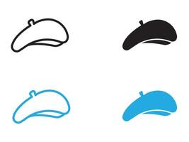 Beret icon black and white outline sign vector