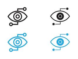Bionic eye icon black and white outline sign vector