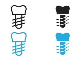 Dental implants icon black and white outline sign vector