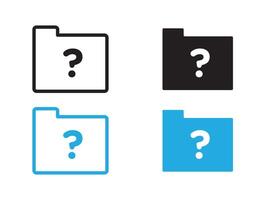 Folder with questionmark icon black and white outline sign vector