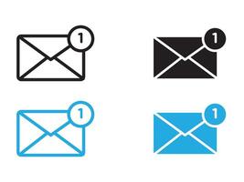 Mail message icon black and white outline sign vector