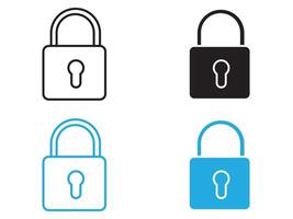 Lock icon black and white outline sign vector