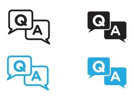 Questions and answers icon black and white outline sign vector