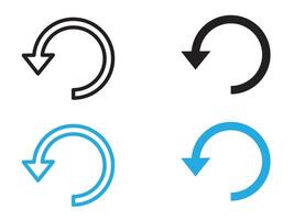 Repeat reload arrow icon black and white outline sign vector