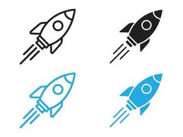 Rocket Spaceship Startup icon black and white outline sign vector