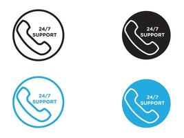 Support call service icon black and white outline sign vector