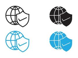 Web Security icon black and white outline sign vector