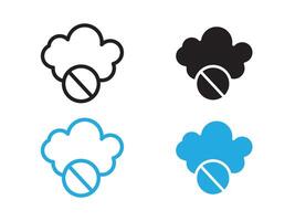 cloud sync disable icon black and white outline sign vector
