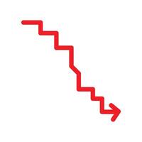 red Down arrow icon design in filled and outlined style vector