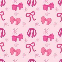 Various bows and ribbons hand drawn seamless pattern background for print, wallpaper, wrapping and illustration vector