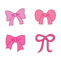 Various bows and ribbons hand drawn for print, element, wedding and illustration vector