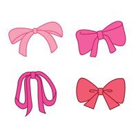 Various bows and ribbons hand drawn for print, element, wedding and illustration vector
