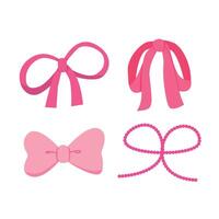 Various pink bow and ribbon hand drawn cartoon for element, festive and illustration vector