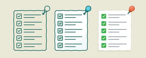 Checklist sticky note flat illustration with outline vector