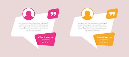 Simple client testimonial and feedback template design with abstract bubble shape vector