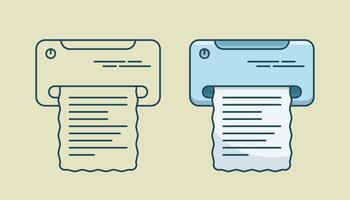 Mini printer flat illustration design with outline on isolated background vector