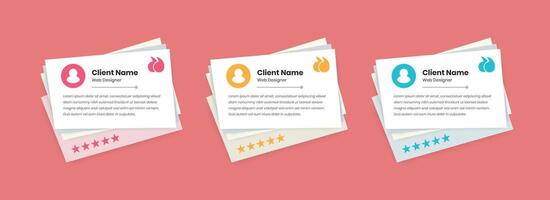 Modern client testimonial and customer review card template design vector
