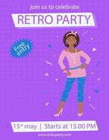A4 poster with a girl in a retro style. vector