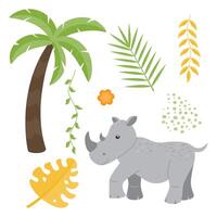 Cute childrens animals set isolated on a white background. vector