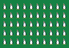 Christmas green background with penguin vector