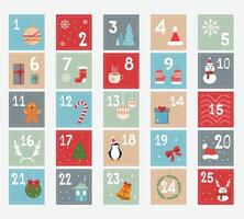 Flat design of christmas festive advent calendar vector