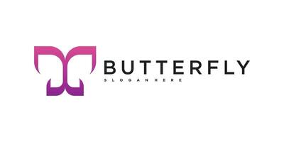 Elegant minimalist butterfly logo design. Premium vector