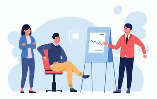 Business analytics. Business team people monitoring financial analysis reports and investments. Businessman brainstorming, teamwork and management concept. Employees meeting on presentation vector