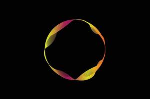 An abstract design with wavy, rainbow-colored lines forming a circle. Includes a central space for text or images. vector