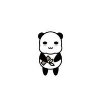 Cute Panda on White Background in Simple Drawing Line. vector