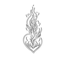 candle flame fire heart outline illustration sketch vector