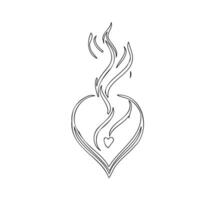 candle flame fire heart outline illustration sketch vector