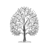 tree love outline illustration sketch vector