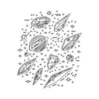 Asteroids outline illustration sketch vector