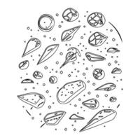 Asteroids outline illustration sketch vector
