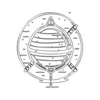 Satellite outline illustration sketch vector