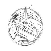 Satellite outline illustration sketch vector
