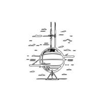 Satellite outline illustration sketch vector