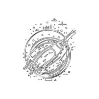 Satellite outline illustration sketch vector
