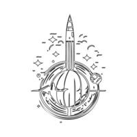 Satellite outline illustration sketch vector