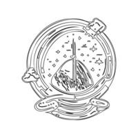 Satellite outline illustration sketch vector