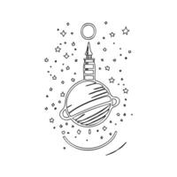 Satellite outline illustration sketch vector