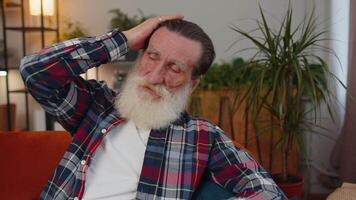 Senior man at home suffers from unfair situation problem, break up, depressed, feeling bad, burnout video