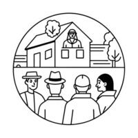 Neighborhood meeting coloring pages vector