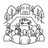 Neighborhood meeting coloring pages vector