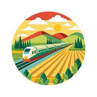 A colorful picture of a train illustration in the background vector