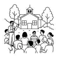 Neighborhood meeting coloring pages vector