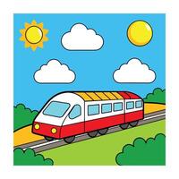 A colorful picture of a train illustration in the background vector