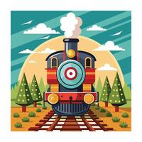 A colorful picture of a train illustration in the background vector