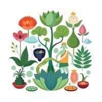 Hand drawn design botanical elements collection vector